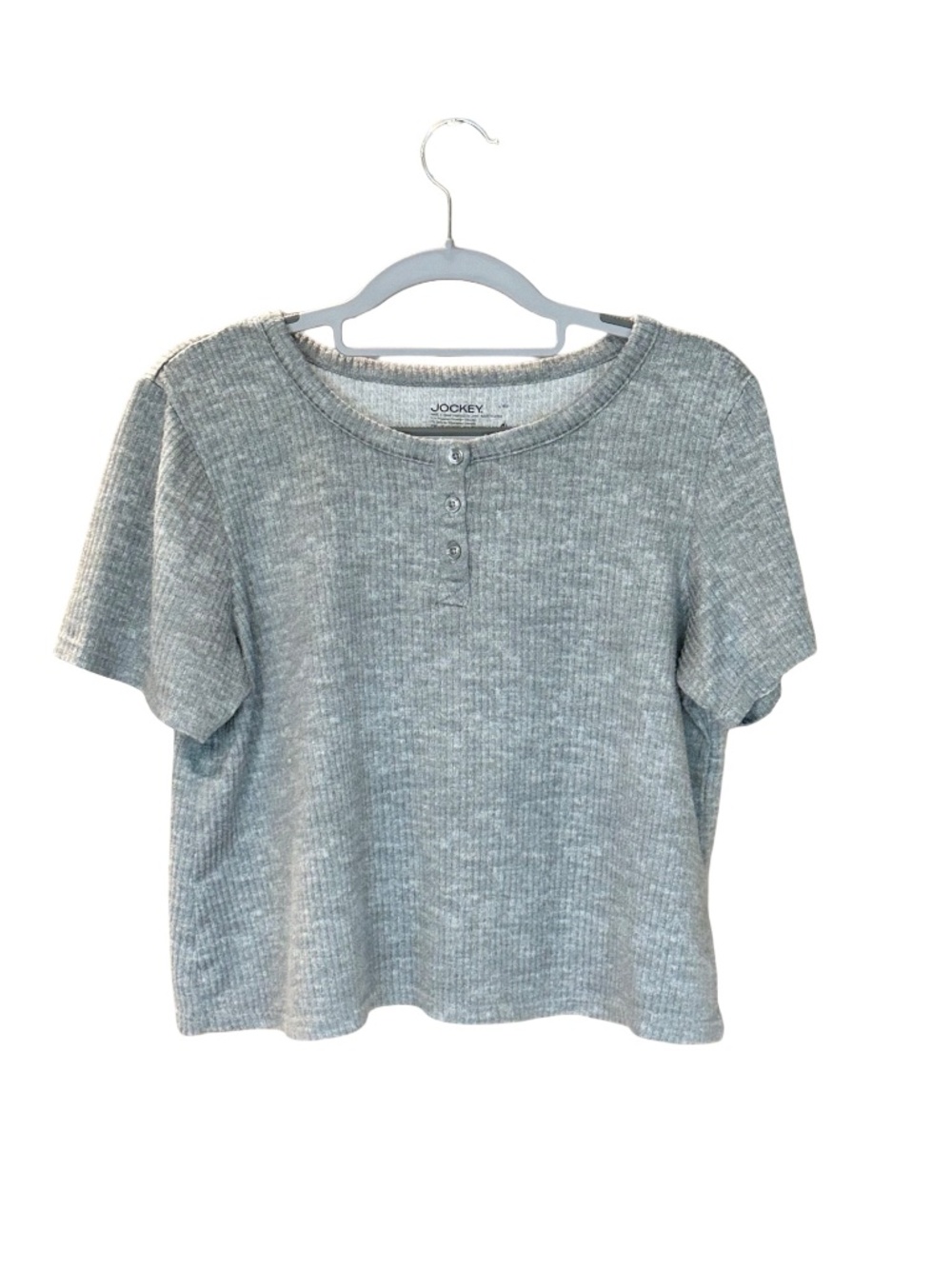 Jockey Women's Lightweight Short Sleeve Lounge Top Ribbed Gray Large